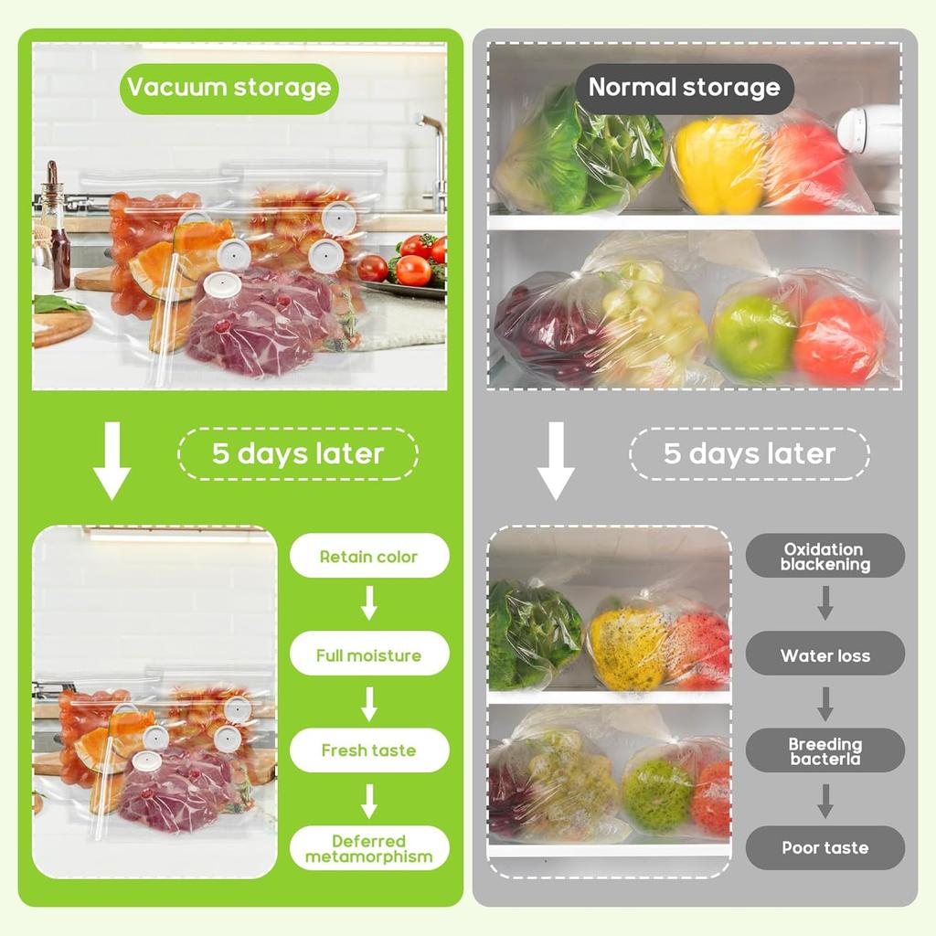 Vacuum Sealer Handheld vacuum sealing machine with 5 Vacuum Bags Type-C Charging Portable Mini Fresh Food Preservation Sealer