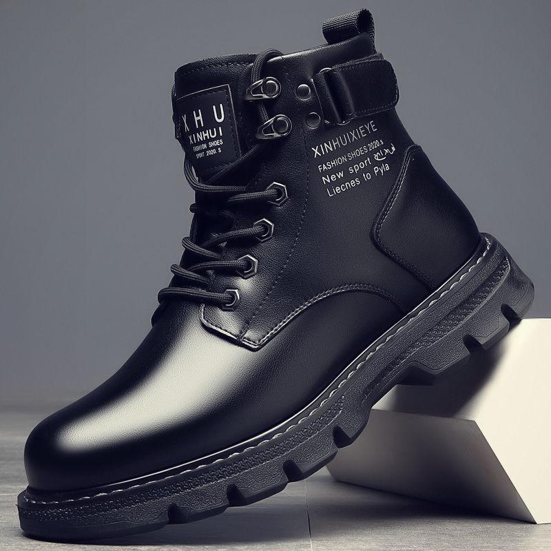 Martin boots men's autumn and winter men's shoes 2 new men's velvet boots high-top shoes versatile casual leather shoes