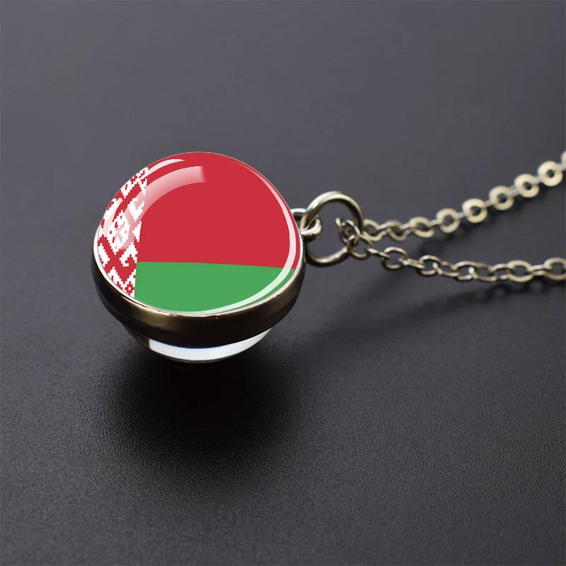 Countries Flag Glass Ball Necklace Russia France Spain UK Italy Poland Ukraine Flag Pendant Necklace Travel Gift