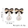Trendy Black Red Bow Knot Drop Earrings for Women Enamel Oil Metal Imitation Pearl Dangle Earrings Wedding Party Sweet Jewelry