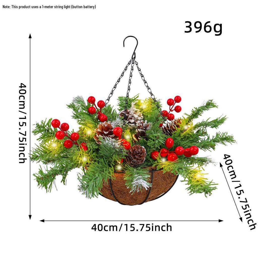 Cross-border Artificial Christmas Hanging Basket Wreath Holiday Decoration