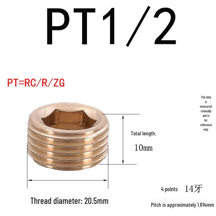 Plastic Mold Tapered Copper Hex Plug - PT British Standard Screw for Water Pipes