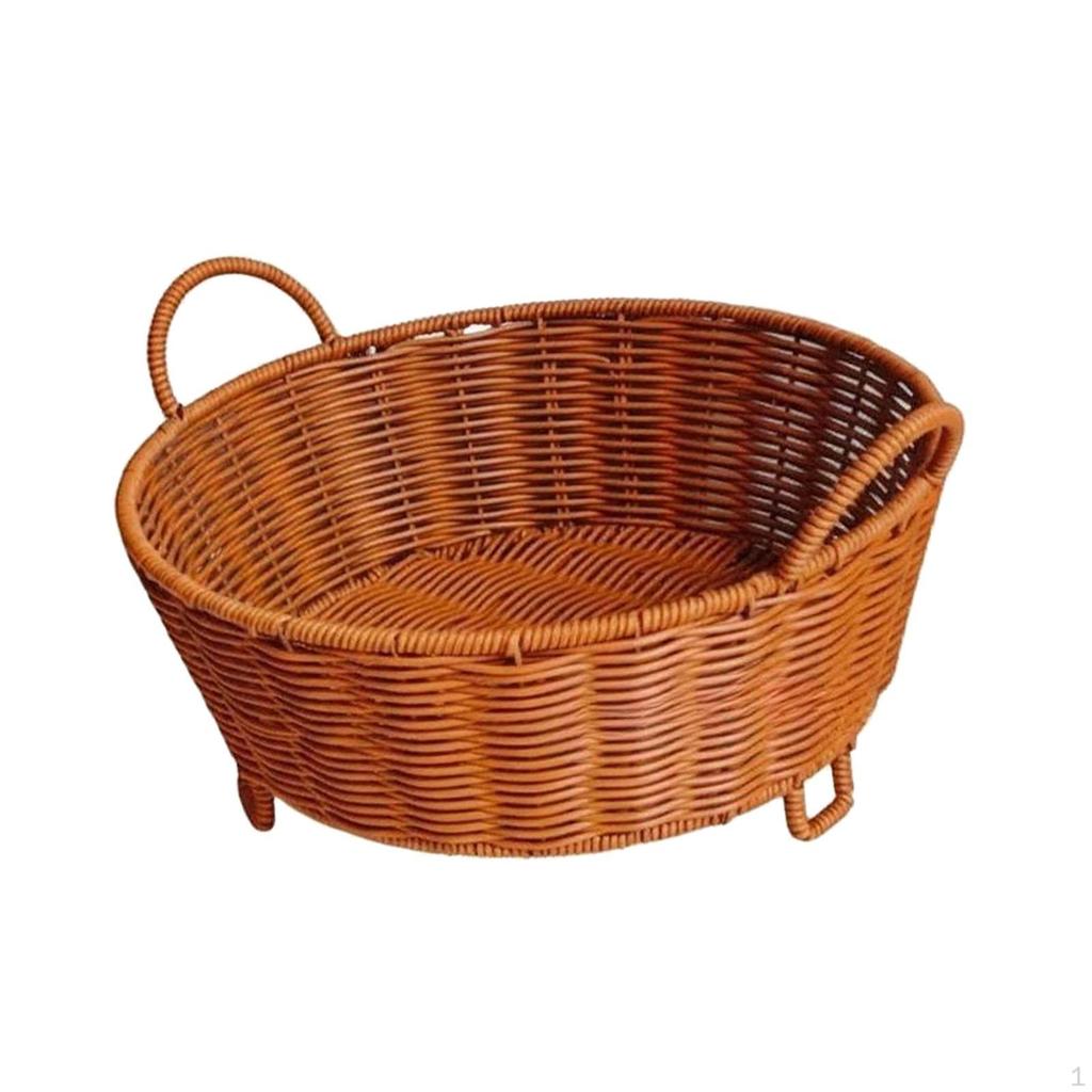 Woven Fruit Basket,Imitation Rattan,Farmhouse Holder with Handle Decorative Kitchen Basket for