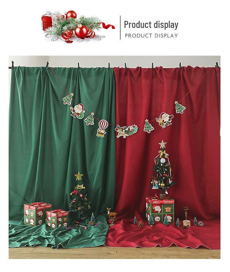 Dark Green & Wine Red Solid Color Christmas Photo Backdrop for Live Streams & Kids Photography
