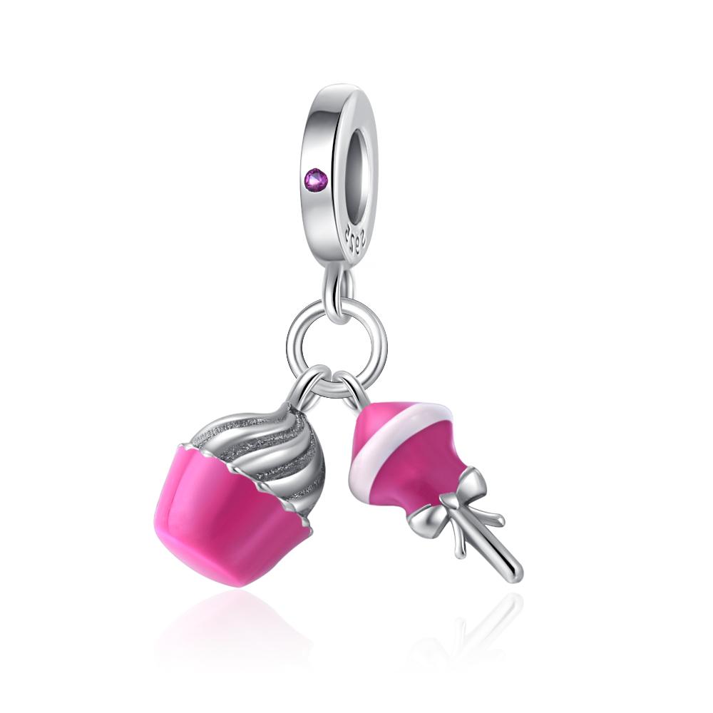 Sweet Cute Donut Burger Ice Cream Cake Charm Bead Copper Compatible Original Bracelet Pendant Diy Women'S Jewelry Making