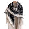 Polka Dot Cashew Scarf Geometric Line Splicing Shawl Women'S Imitation Cashmere Warm Square Scarf