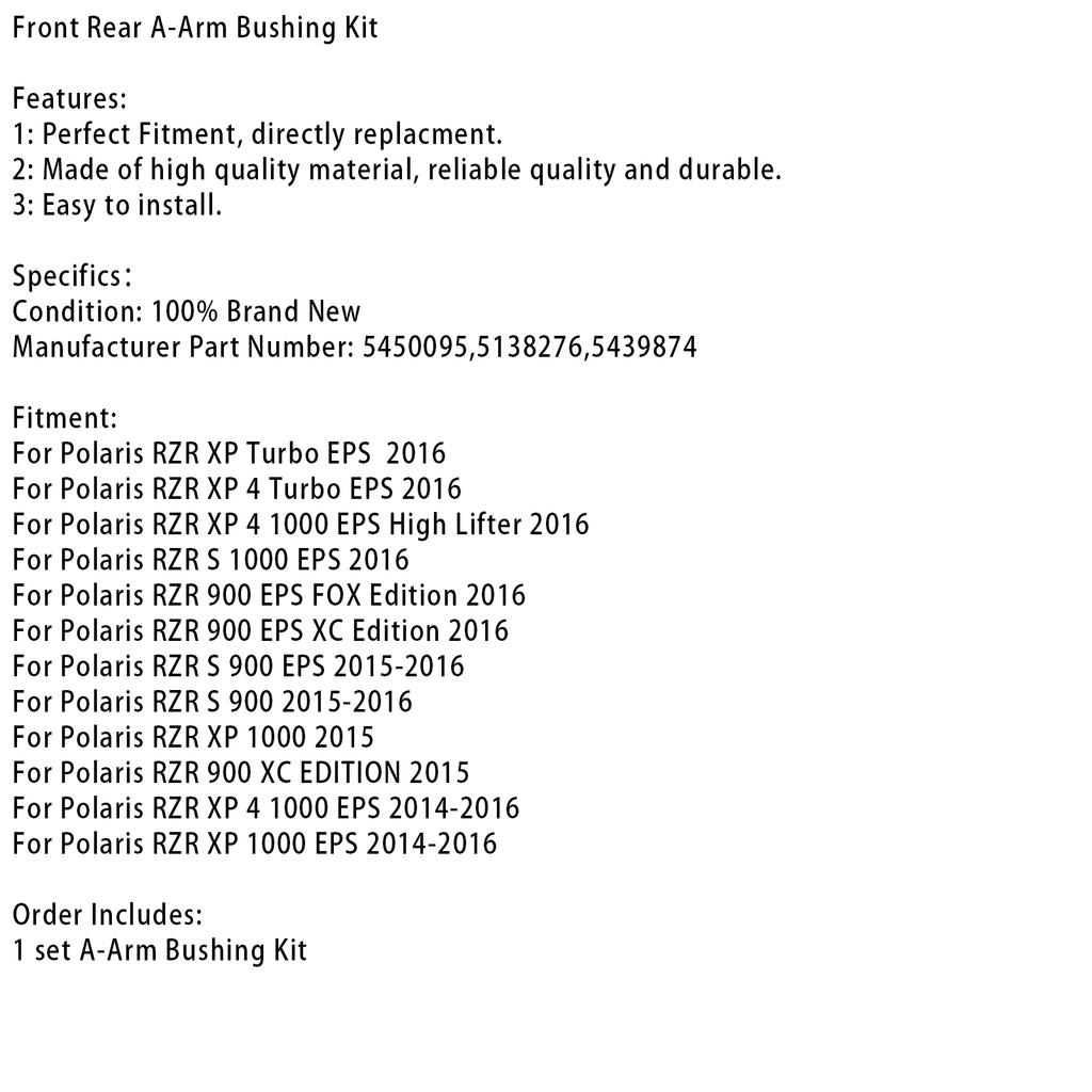 Vorderes Hinteres Querlenkerbuchsen-Kit Für Polaris RZR 900 EPS 1000 XP 4 14-16
