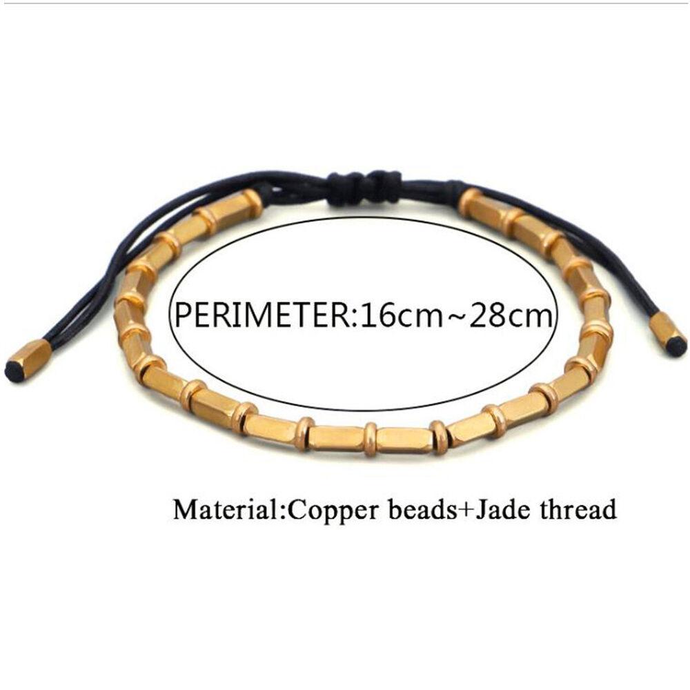 Tibetan Buddhist Handmade Braided Long Copper Beads Lucky Rope Bracelet Bangles