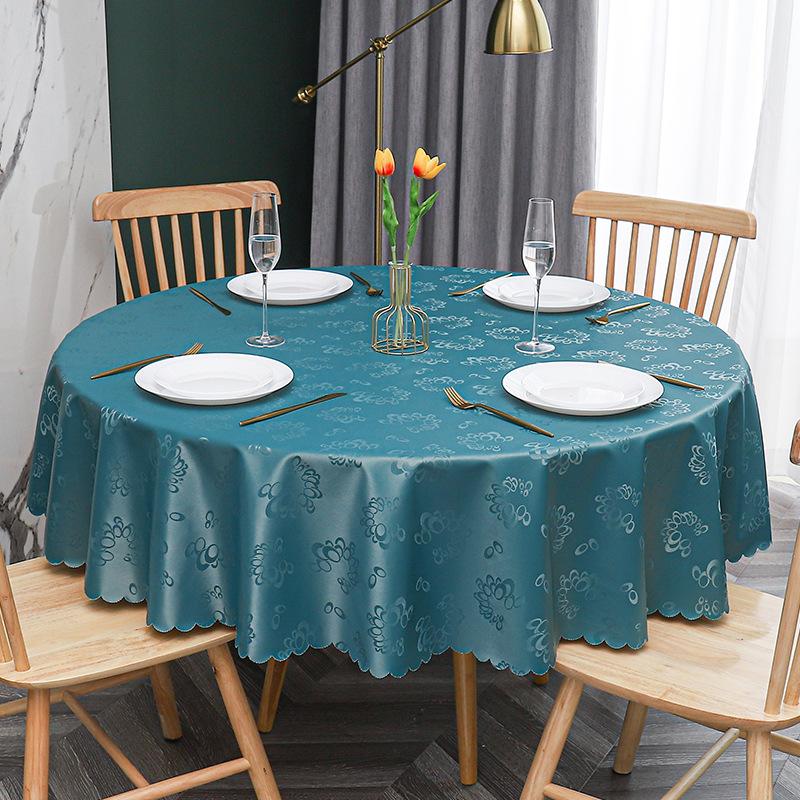 European Style PU Thickened Waterproof Coffee Table Cloth Oil-proof Washless Round Tablecloth Table Decor