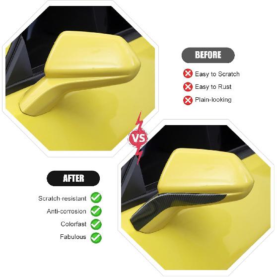 RT-TCZ Rearview Side Mirror Decoration Trim Cover Accessories for Chevrolet Chevy Camaro 2017 2018 2019 2020 2021 2022 (Carbon Fiber Grain)