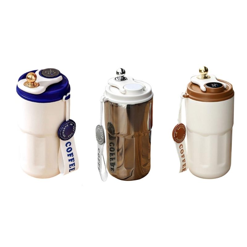 Portable Travel Mug Vacuum Coffee Bottle with Temperature Display Spill Proof Coffee Leak Proof Tumbler Cup