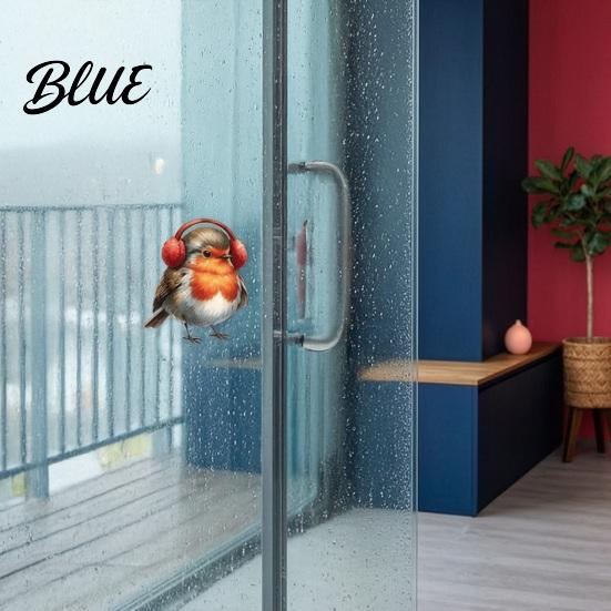 Cute Animal Static Clings Christmas Bird Window Stickers PVC Waterproof Decorative Decals Non Adhesive Stickers for Holiday Glass Doors Removable