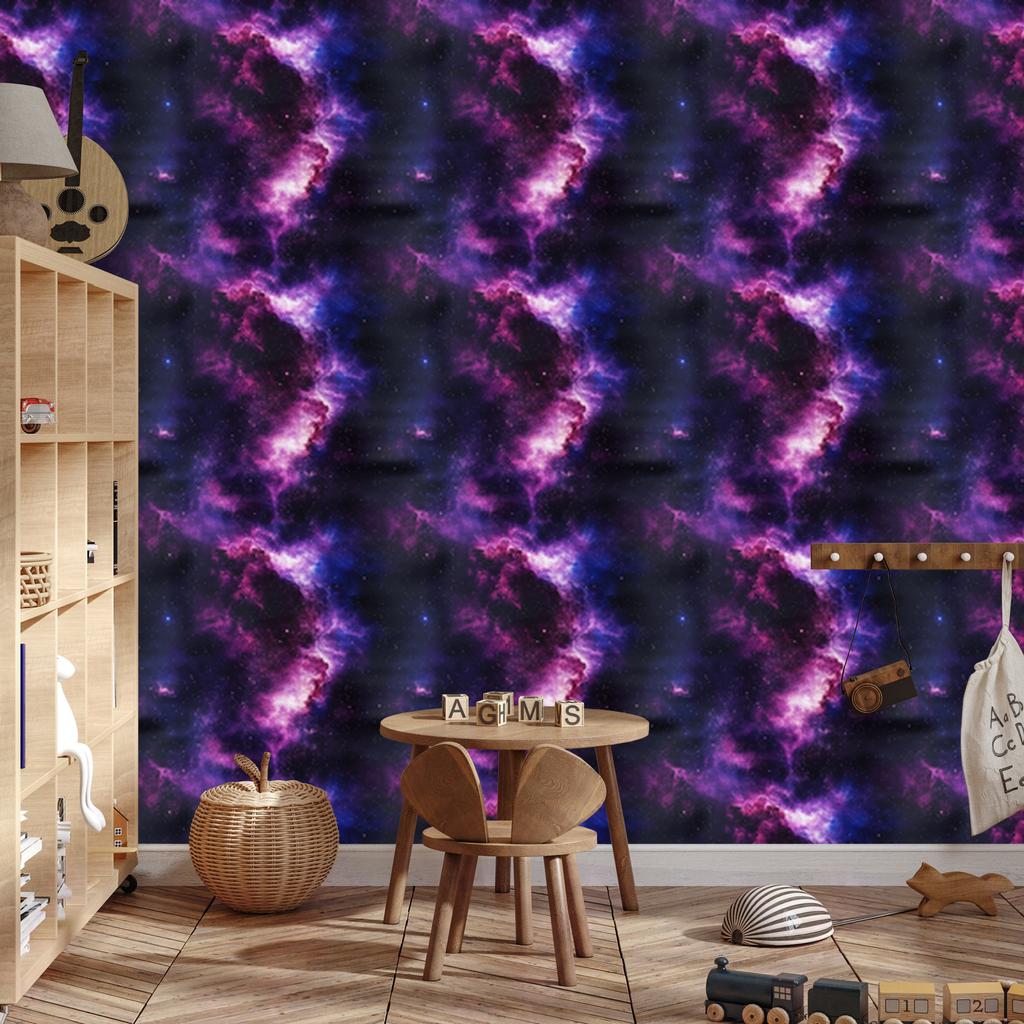 Watercolor Galaxy Wallpaper Navy Blue and Indigo, Plum Background 50x1000