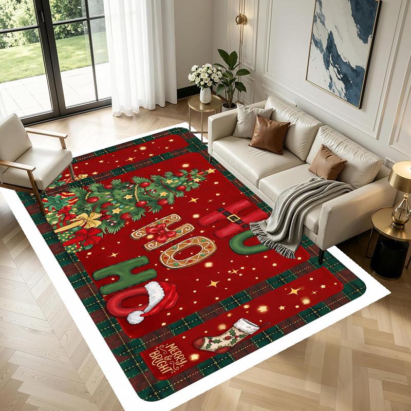 Christmas Pattern Square Area Rug Comfort Indoor Floor Carpet For Home Holiday Gift