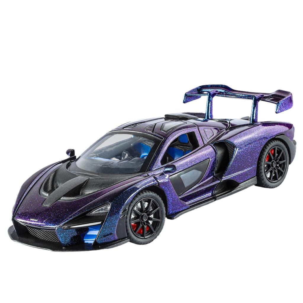 1/24 McLaren Senna Spray Sports Car Model Simulation Sound and Light Car Model Ornament Boy Gift Halloween Toys