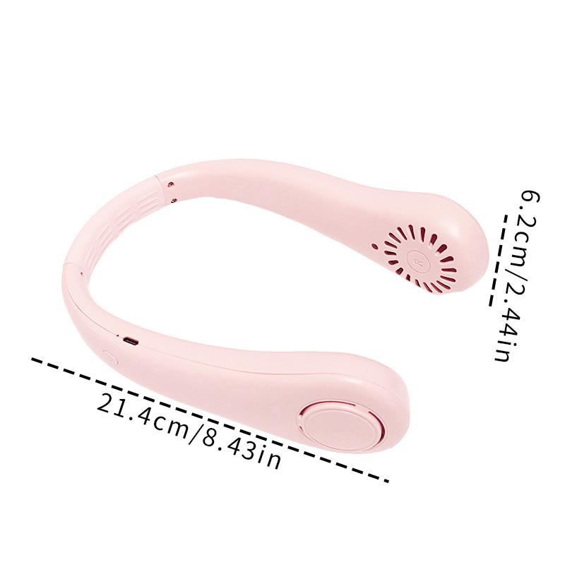 Mini ventilator fără frunze pentru gât, convenabil, 1200 mAh, 3 viteze ale vântului, cu încărcare USB, ventilator de răcire potrivit pentru sporturi în aer liber