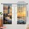 2pcs 2D Flat Printing Scene Curtains God Light Lighthouse Ocean 100% Polyester Fabric Without Electricity Birthday Party Perfect