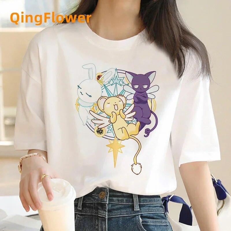 Card Captor Sakura Magic Girl Kleidung Kleidung feUnisex Casual 2024 weißes T-Shirt Vintage T-Shirt Top Tees Vintage weißes T-Shirt