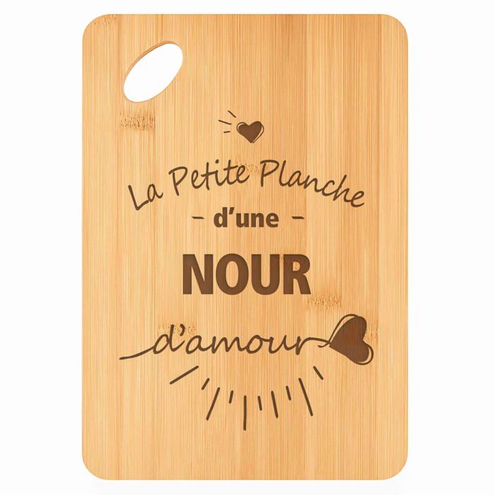 Planche à découper - PLANETEE - Plateau apéro rectangulaire - Bambou naturel - 30x20x1 cm - Trou Ø24 mm