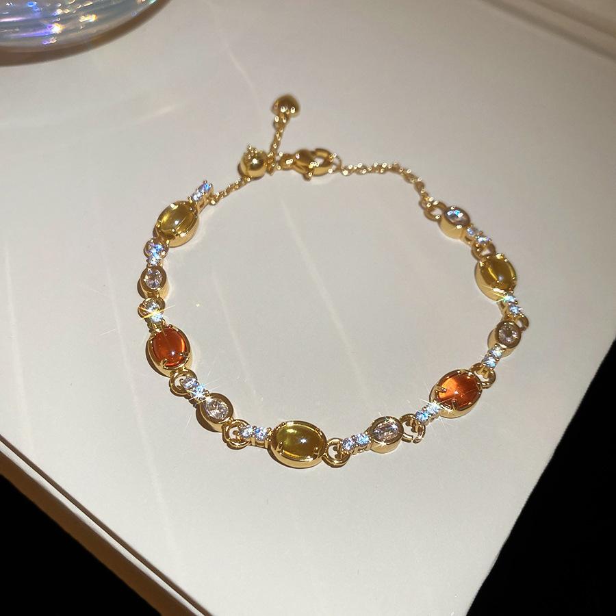 Europe and the United States Hot-selling Color Oval Love Zircon Bracelet Light Luxury Bracelet Personalized Jewelry Women