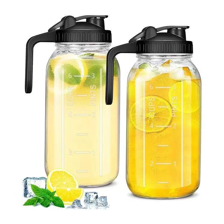 Large Capacity Cold Brew Coffee Maker - 34oz/64oz Thick Mason Jar with Handle, Spout, Lid, and Stainless Steel Filter