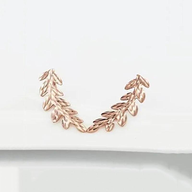 Exquisite Russian Purple Gold Leaf Ear Row Earrings, Simple Personality, Korean Version Of Colored Gold-Plated Rose Gold Stud Earrings