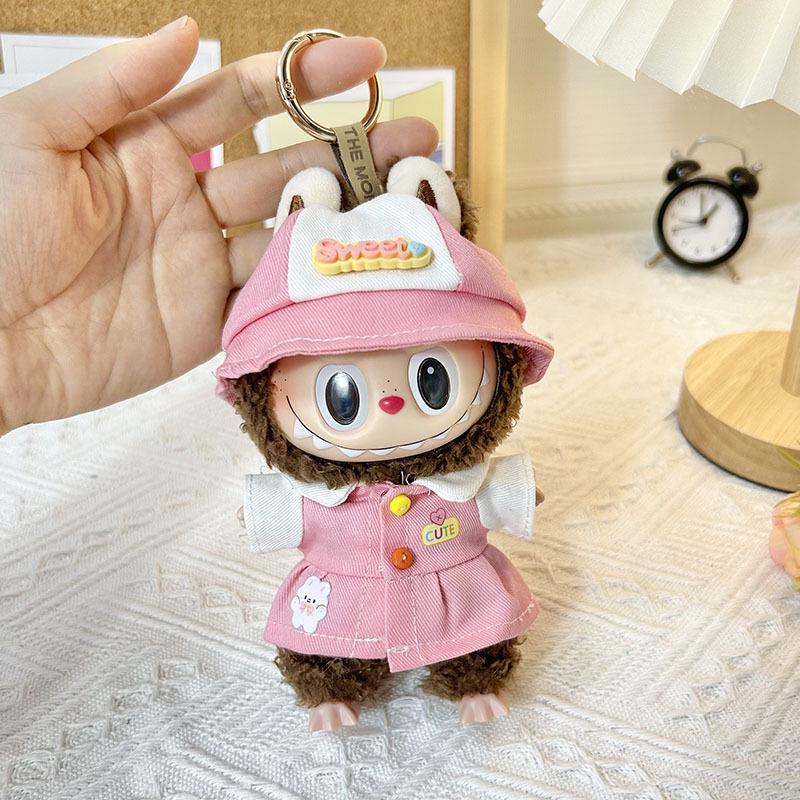 17cm Labubu Doll Clothes: Ice Cream Overalls - Cute Pendant Blind Box