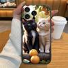Cute cartoon cat illustration For Apple iPhone 17 16 16E 15 14 13 12 11 Pro Max Plus Black Soft Silicone Phone Case