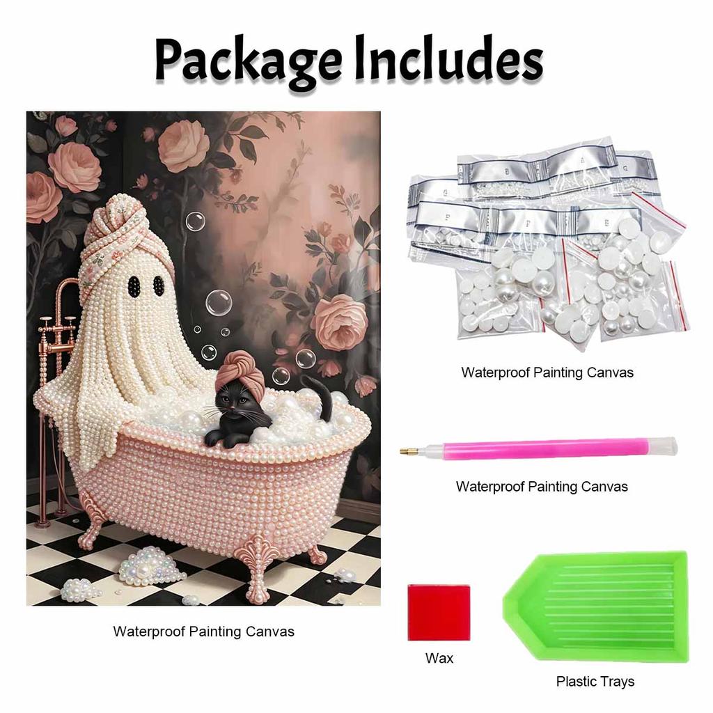 Halloween pearl painting handmade diy art bathtub cat pearl home decoration painting