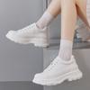Leather platform white shoes women's spring new front lace-up lightweight height-increasing muffin shoes versatile casual board shoes