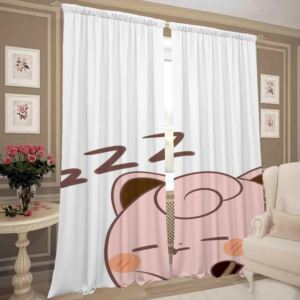 Home Interior Kitchen Curtains for Living Room 2 Pieces Blackout Curtains Door Curtain Pokemon Bedroom Decoration Partition