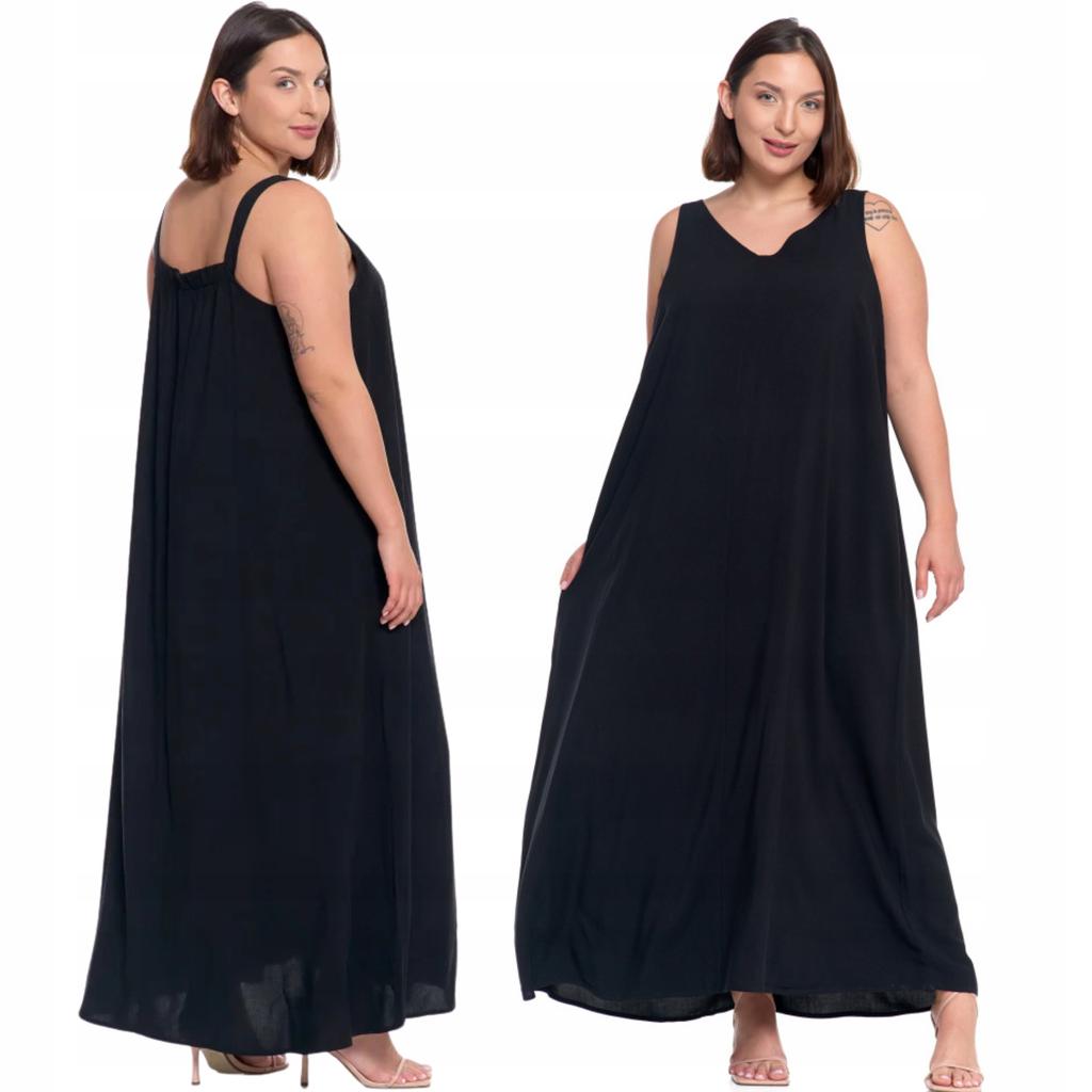 Feminine Long Women's Maxi Summer Dress Loose Fit Viscose MORAJ XL BLACK