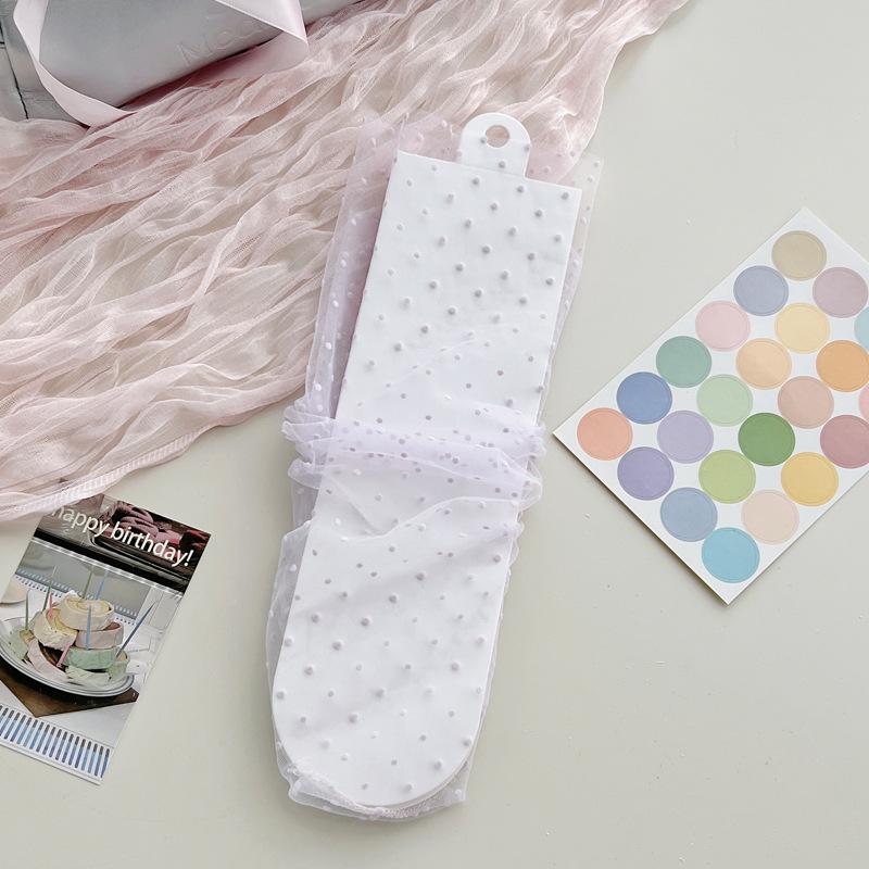 See Through Transparent Women Socks Colorful Star Summer Ultra-thin Nylon Loose Long Socks Women Sweet Girls Mesh Lace Socks Sox