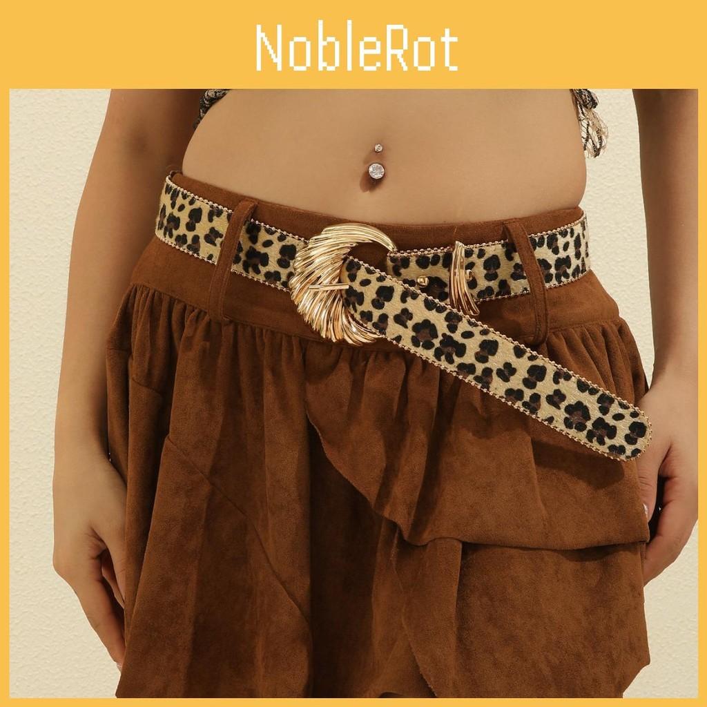 Print Leopard Modern Belt With Wave Metal Buckle For Womens Casual Outfits