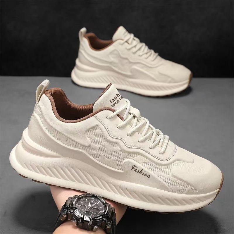 New men's sports single shoes platform sole heightening versatile casual running trendy shoes breathable black men