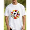 European Size New Arrival Recommendation Men T-Shirt Soccer Ball Surrounded by Colorful Flowers Crew Neck Comfortable And Soft Local Delivery