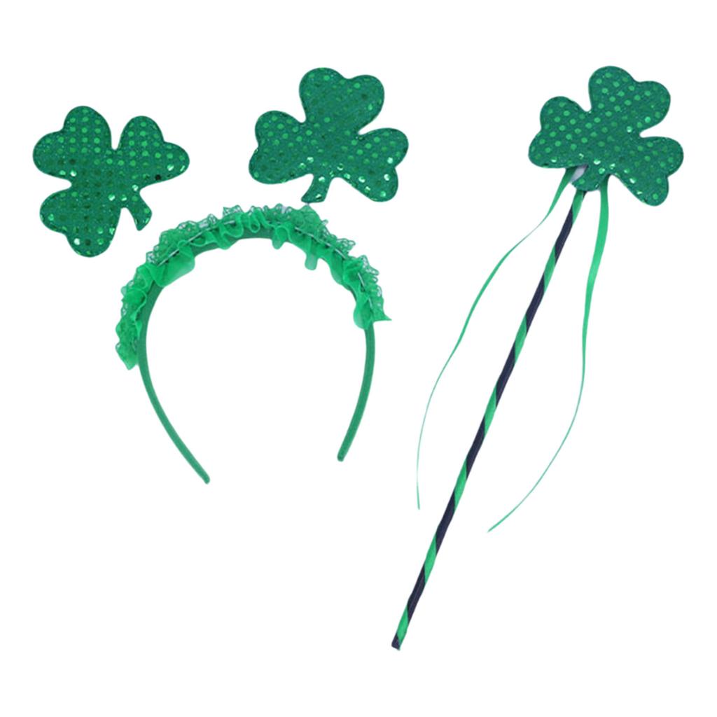 Glitter Headband Shamrock Photo Props Fun Lace Headband Party Blingbling Karaoke Party Hair Hoop Leprechaun