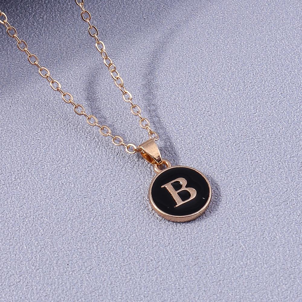 Fashion Enamel Initials Letter Pendant Necklace for Women Girls A-Z Alphabet Name Necklace Birthday Jewelry Gift