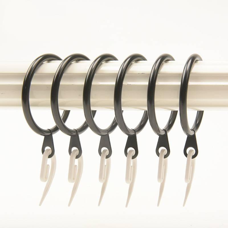 Curtain Drapery Metal Hanging Rings With Plastic Hooks For Curtains And Rods