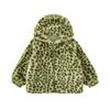 YOYO Girls' Green Leopard Plush Winter Warm Jacket