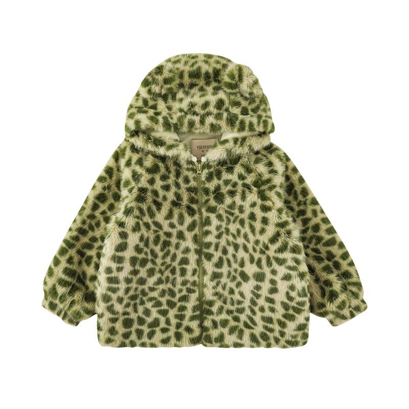 

Girls Warm Leopard Print Plush Winter Jacket 100