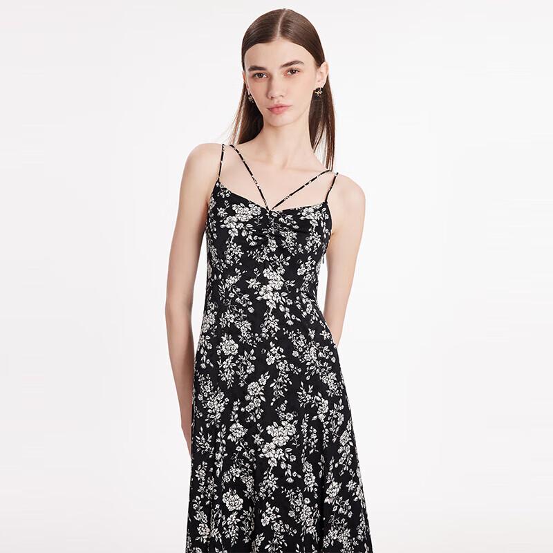 GOELIA Camellia Print Spaghetti Strap Maxi Dress