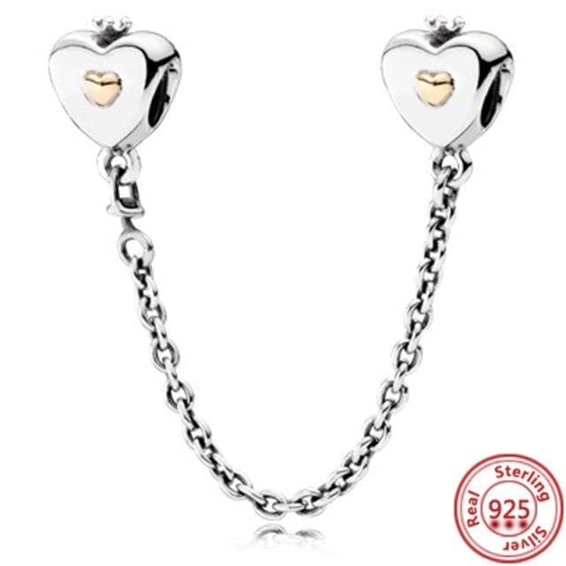 925 Silver Love Collection Beaded Pendant Charm Accessory Bracelet Women 'S Diy Jewelry