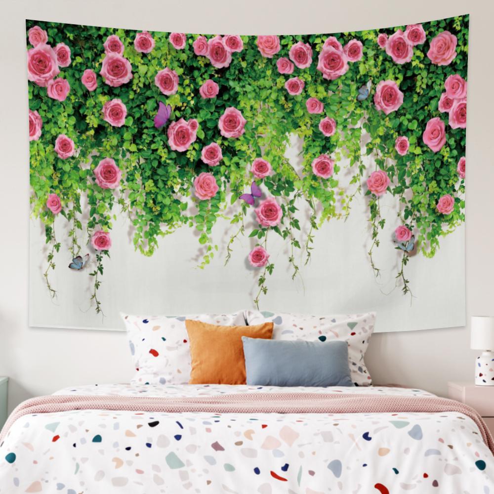 Beautiful Rose Bush Tapestry Wall Hanging Romantic Fresh Daisy Ins Style Wedding Party Background