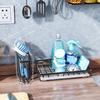 Kitchen Sink Sponge Holder with Drip Tray Stainless Steel Sink Caddy Organizer Non-Slip Pads Countertop Storage for Sponges Dish Soap Brushes