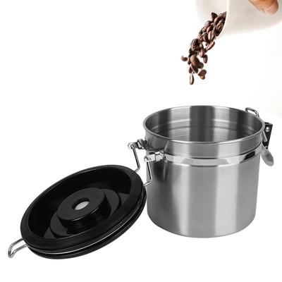 Storage Canister For Coffee Beans Airtight Lid Preserves Freshness Coffee Container with Co2 Valve Stainless Steel Coffeeware