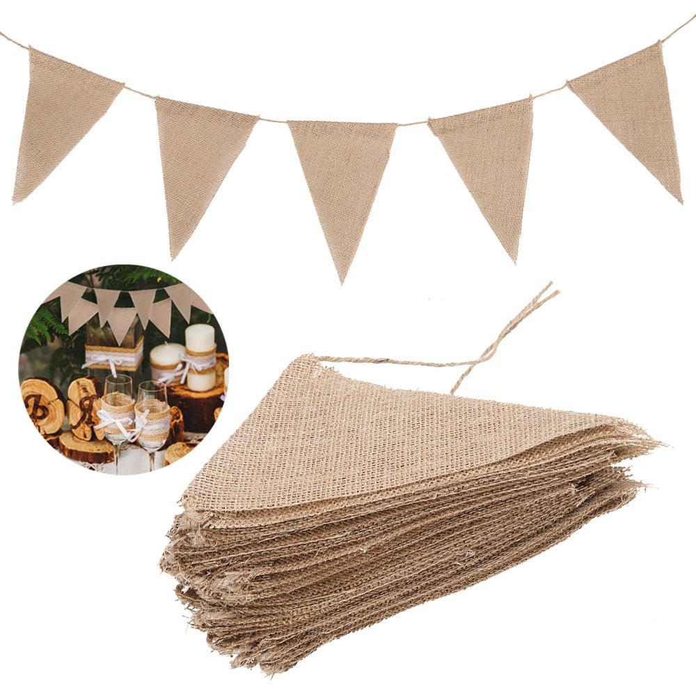 Brown Burlap Triangle Bunting Banner Rustic Pennant Flag String Reusable Hanging Burlap Flags Garland Retro Wall Decor For Wedding Birthday Festival C коричневый
