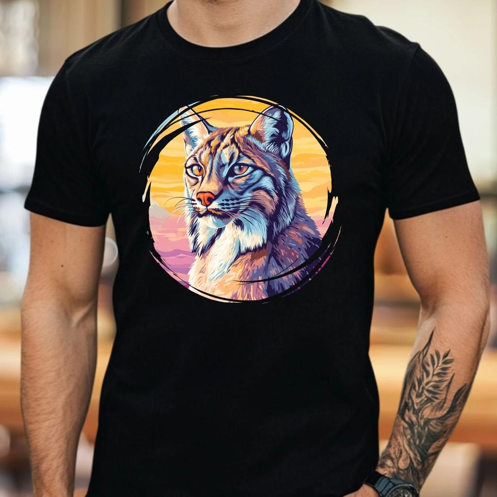 T-Shirt Herren Luchs Motiv Baumwolle Größe S bis 5XL
