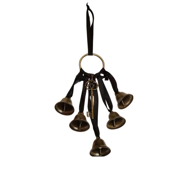 Boho Wall Hanging Ornament Witch Bells for Door Knob Protection, Handmade Rustic Farmhouse Decor Hanger, Vintage Decorative Bell Home Room Witchy