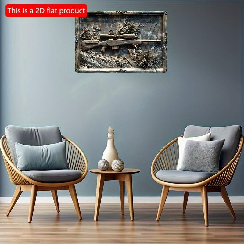 2d Flat 30*20cm, Contemporary Military Sniper Rifle Wooden Decorative Sign and Plaque, Wall Hanging Art for Home, Living Room, Door, Kitchen, Garden